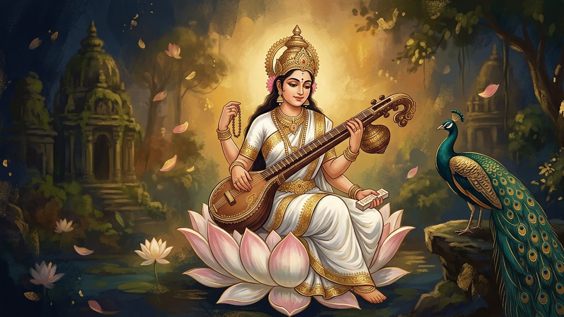 Maa Saraswati divine background
